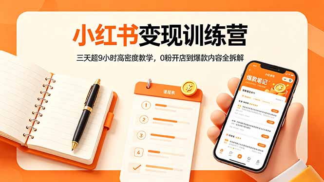 小红书变现训练营：三天超9小时高密度教学，0粉开店到爆款内容全拆解-资源站