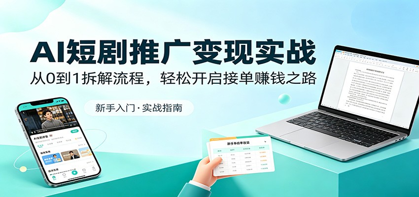 AI短剧推广变现实战：从0到1拆解流程，轻松开启接单赚钱之路-资源站