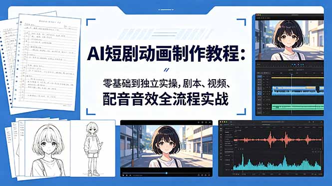 AI短剧动画制作教程：零基础到独立实操，剧本、视频、配音音效全流程实战-资源站