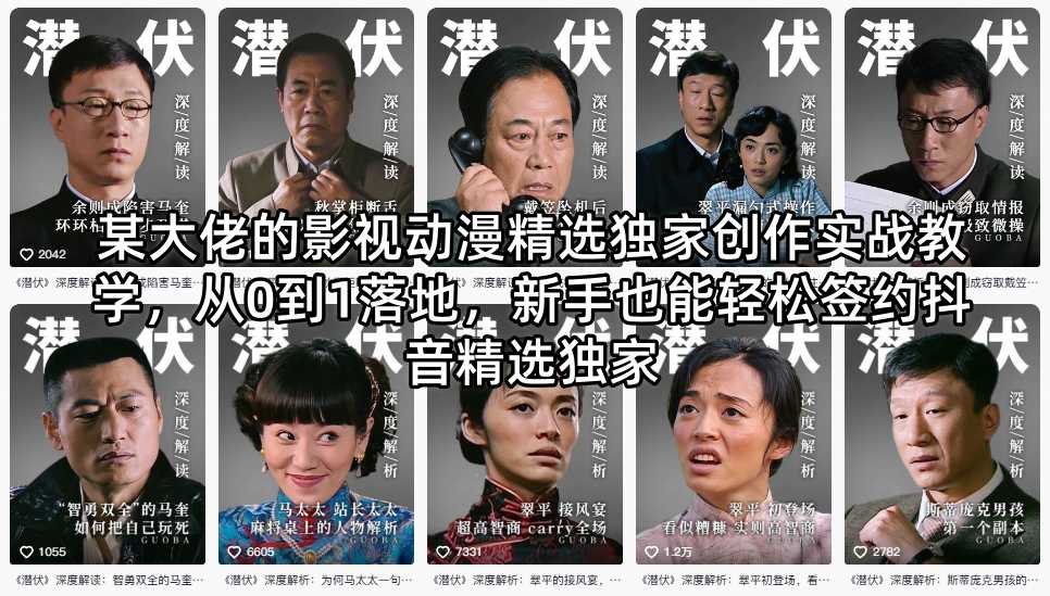 某大佬的影视动漫精选独家创作实战教学，从0到1落地，新手也能轻松签约抖音精选独家-资源站