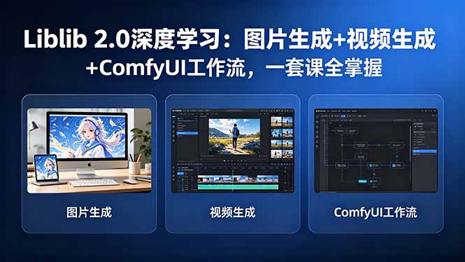 Liblib 2.0深度学习：图片生成+视频生成+ComfyUI工作流，一套课全掌握-资源站