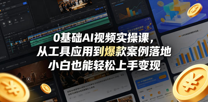 0基础AI视频实操课，从工具应用到爆款案例落地，小白也能轻松上手变现-资源站