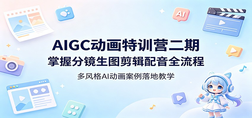 AIGC动画特训营二期：掌握分镜生图剪辑配音全流程，多风格AI动画案例落地教学-资源站