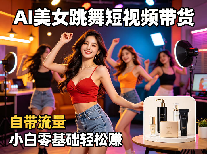 AI美女跳舞短视频带货：自带流量，小白零基础轻松賺，详细拆解-资源站