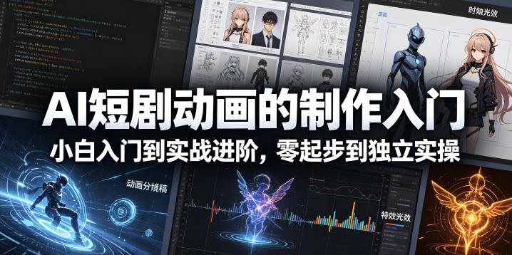 AI短剧动画的制作入门，小白入门到实战进阶，零起步到独立实操-资源站