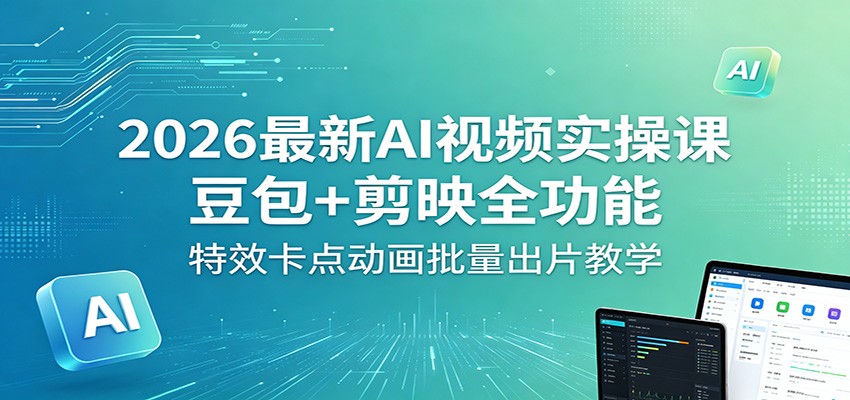 2026最新AI视频实操课：豆包+剪映全功能，特效卡点动画批量出片教学-资源站