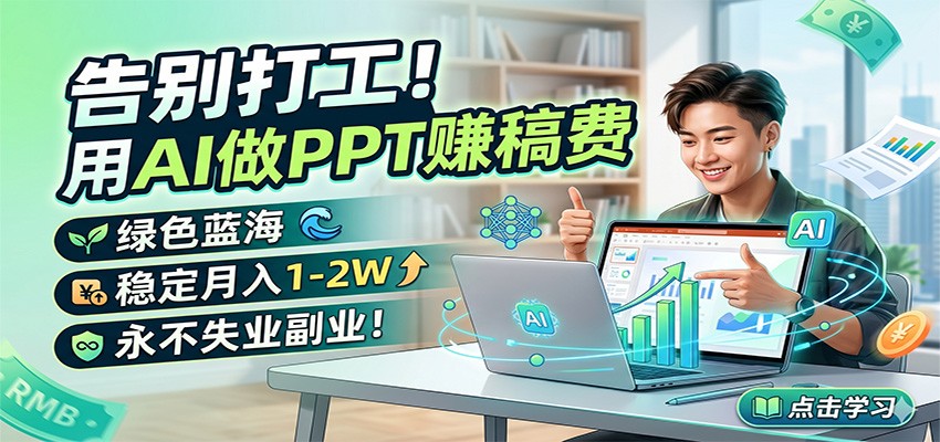 告别打工！用AI做PPT赚稿费，绿色蓝海，稳定月入1-2W，永不失业副业！-资源站