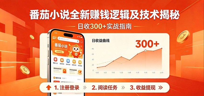 番茄小说全新赚钱逻辑及技术日收300+，小白新书皆可做！无脑赚就行了！-资源站