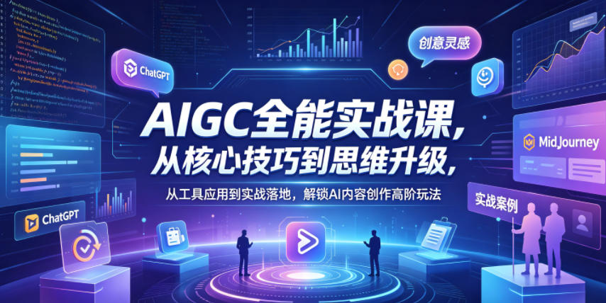 AIGC全能实战课，从核心技巧到思维升级，从工具应用到实战落地，解锁AI内容创作高阶玩法-资源站