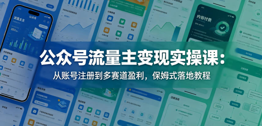 公众号流量主变现实操课：从账号注册到多赛道盈利，保姆式落地教程-资源站