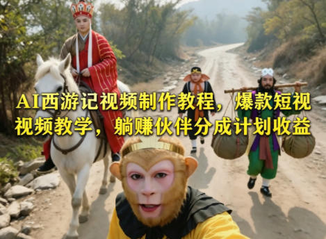 AI西游记视频制作教程，爆款短视频教学，躺賺伙伴分成计划收益-资源站
