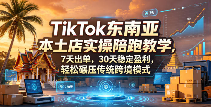 TikTok东南亚本土店实操陪跑教学，7天出单，30天稳定盈利，轻松碾压传统跨境模式-资源站