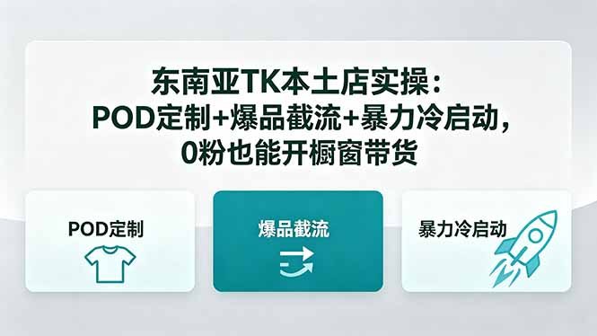 东南亚TK本土店实操：POD定制+爆品截流+暴力冷启动，0粉也能开橱窗带货-资源站