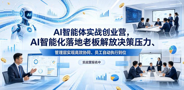 AI智能体实战创业营26年4月23-25号线下课，AI智能化落地老板解放决策压力、管理层实现高效协同、员工自动执行到位-资源站