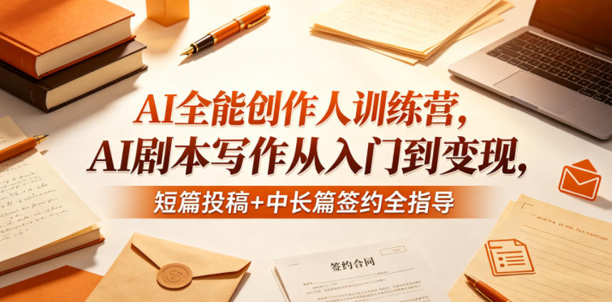 AI全能创作人训练营，AI剧本写作从入门到变现，短篇投稿+中长篇签约全指导-资源站