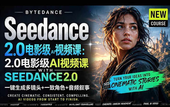 字节跳动的Seedance 2.0 AI电影视频生成制作教程，一键生成多镜头+一致角色+音频叙事-中英字幕-资源站