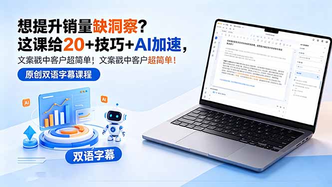 想提升销量缺洞察？这课给 20 + 技巧 + AI 加速，文案戳中客户超简单！【原创双语字幕】-资源站