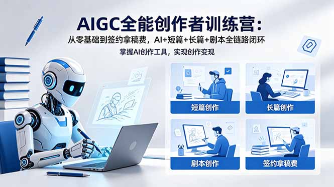 AIGC全能创作者训练营：从零基础到签约拿稿费，AI+短篇+长篇+剧本全链路闭环-资源站