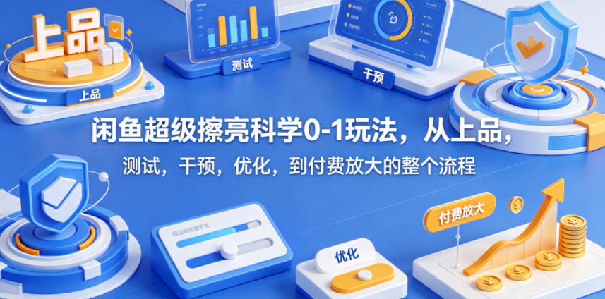 闲鱼超级擦亮科学0-1玩法，从上品，测试，干预，优化，到付费放大的整个流程-资源站