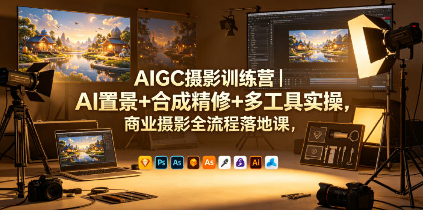 AIGC摄影训练营｜AI置景+合成精修+多工具实操，商业摄影全流程落地课-资源站