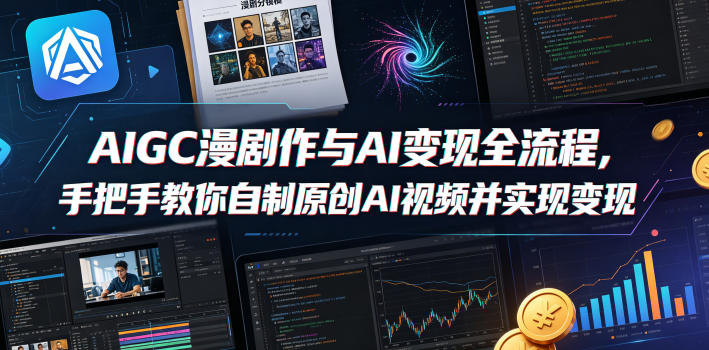 AIGC漫剧创作与AI变现全流程，手把手教你自制原创AI视频并实现变现-资源站