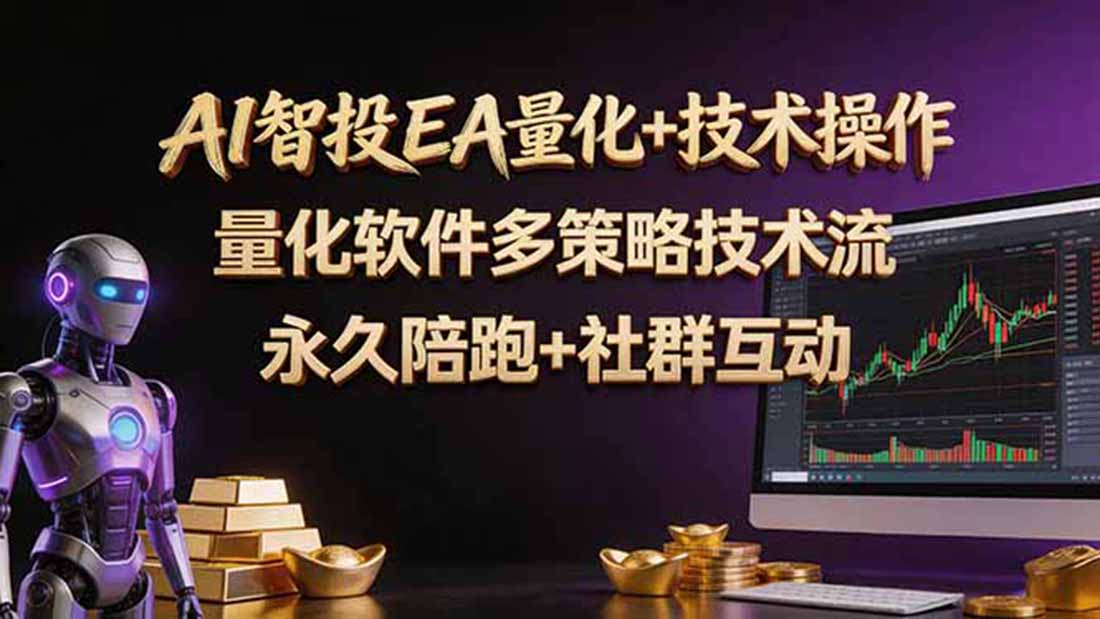 AI智投EA量化操作技术训练营，软件自动操作，简单学习轻松上入手日入30-100U-资源站