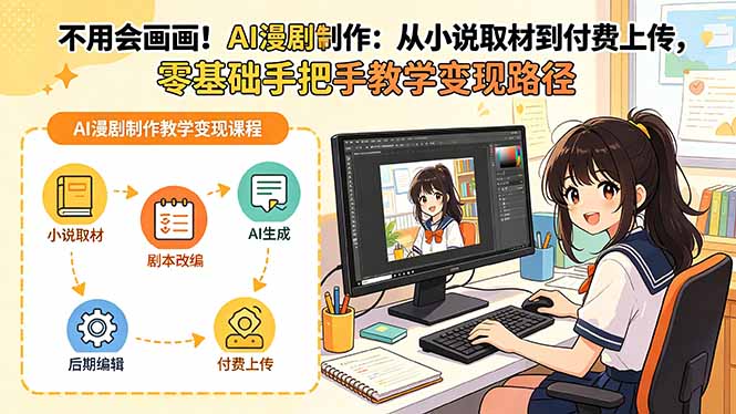 不用会画画！AI漫剧制作：从小说取材到付费上传，零基础手把手教学变现路径-资源站