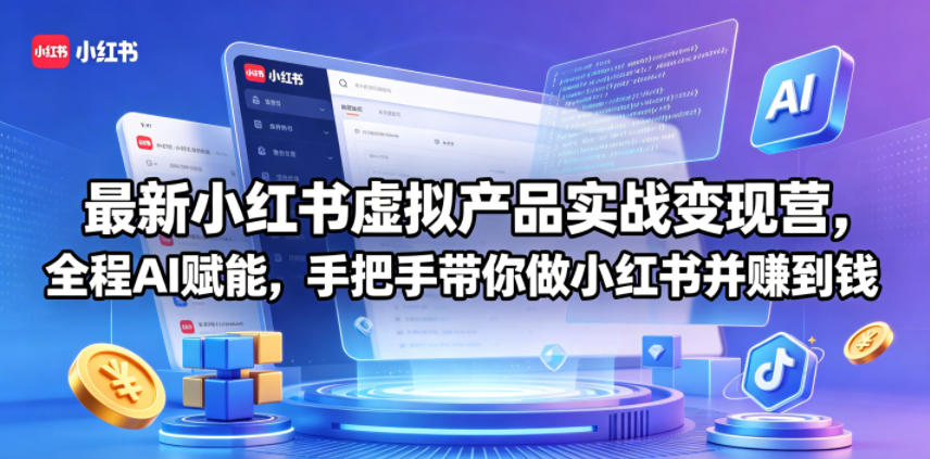 最新小红书虚拟产品实战变现营,全程AI赋能,手把手带你做小红书并赚到钱-资源站