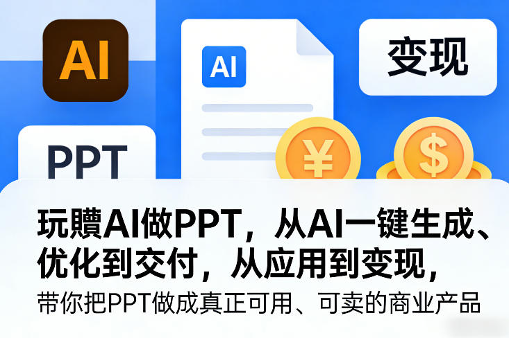 玩賺AI做PPT，从AI一键生成、优化到交付，从应用到变现，带你把PPT做成真正可用、可卖的商业产品(更新0513)-资源站