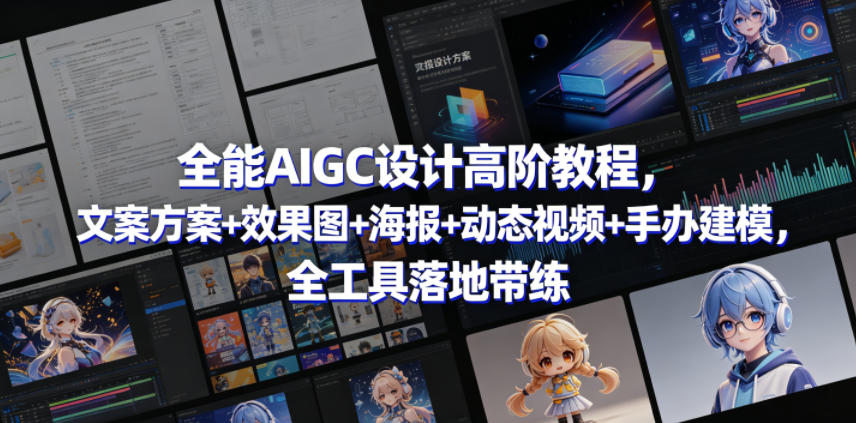 全能AIGC设计高阶教程，文案方案+效果图+海报+动态视频+手办建模，全工具落地带练-资源站
