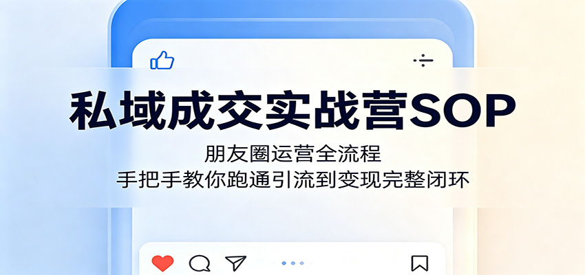 私域成交实战营SOP：朋友圈运营全流程，手把手教你跑通引流到变现完整闭环-资源站