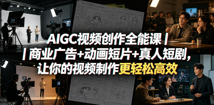 AIGC视频创作全能课｜商业广告+动画短片+真人短剧，让你的视频制作更轻松高效-资源站