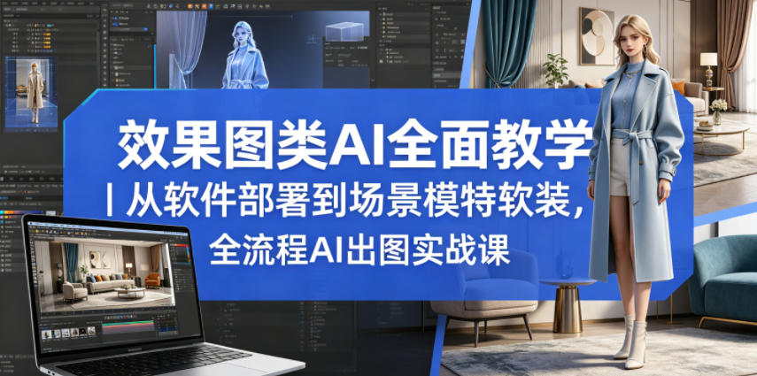 效果图类AI全面教学|从软件部署到场景模特软装,全流程AI出图实战课-资源站