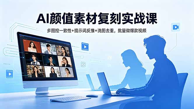 AI颜值素材复刻实战课，多图控一致性+提示词反推+洗图去重，批量做爆款视频-资源站