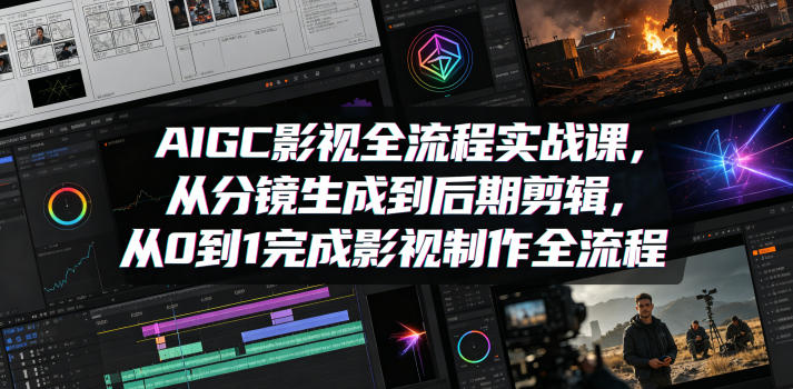 AIGC影视全流程实战课，从分镜生成到后期剪辑，从0到1完成影视制作全流程-资源站
