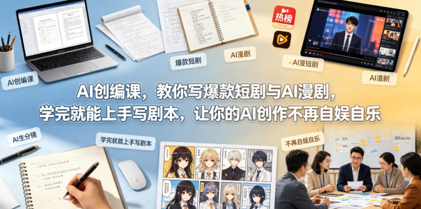 AI创编课，教你写爆款短剧与AI漫剧，学完就能上手写剧本，让你的AI创作不再自娱自乐-资源站