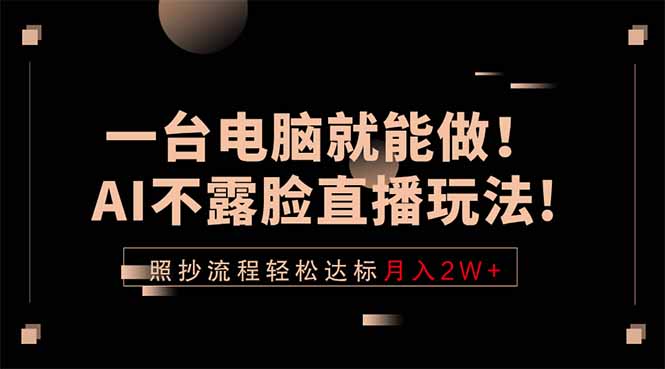 一台电脑就能做！AI不露脸直播玩法，照抄流程轻松达标月入2W+-资源站