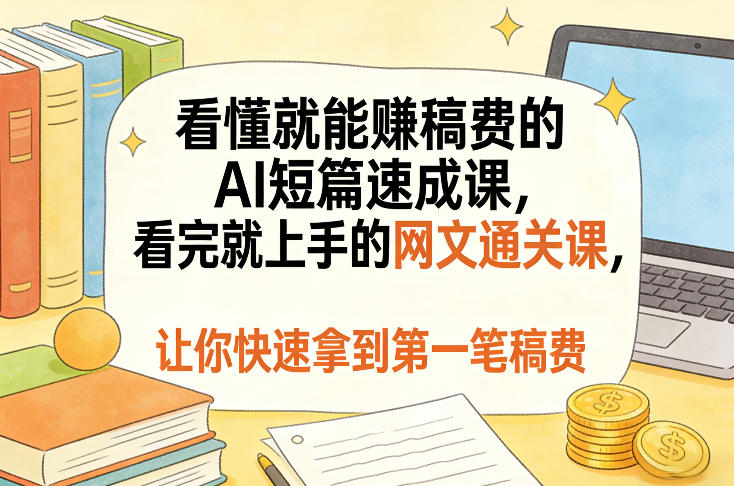 看懂就能賺稿费的AI短篇速成课，看完就上手的网文通关课，让你快速拿到第一笔稿费(更新5月)-资源站
