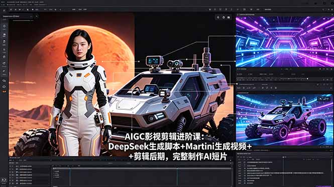 AIGC影视剪辑进阶课：DeepSeek生成脚本+Martini生成视频+剪辑后期，完整制作AI短片-资源站