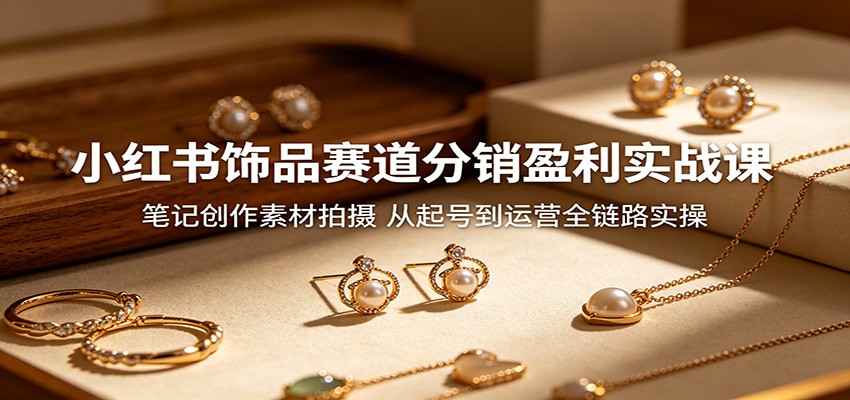小红书饰品赛道分销盈利实战课：笔记创作素材拍摄，从起号到运营全链路实操-资源站