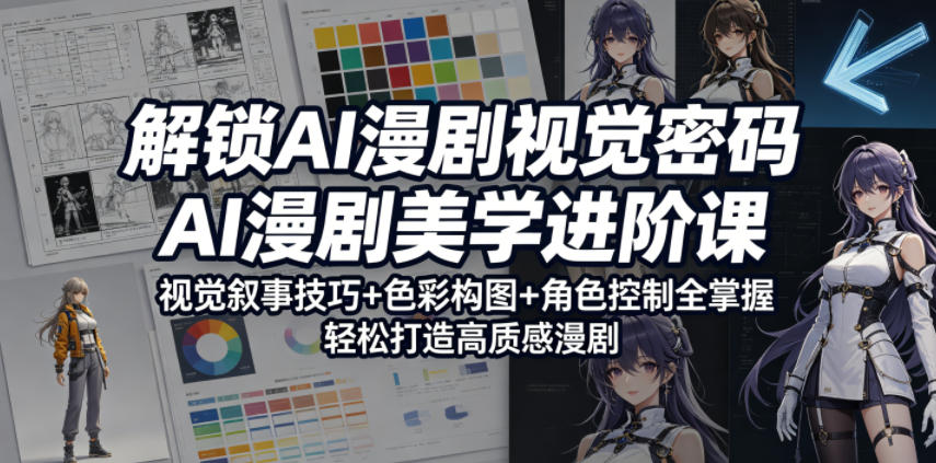 解锁AI漫剧视觉密码，AI漫剧美学进阶课，视觉叙事技巧+色彩构图+角色控制全掌握，轻松打造高质感漫剧-资源站
