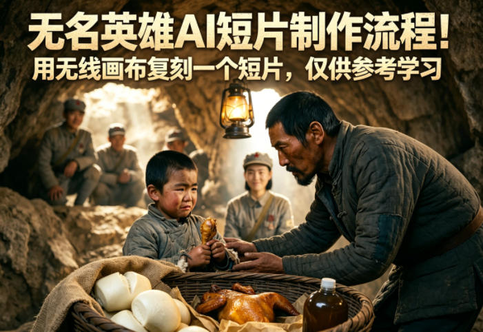 无名英雄AI短片制作流程！用无线画布复刻一个短片，仅供参考学习-资源站