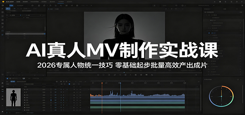 AI真人MV制作实战课：2026专属人物统一技巧，零基础起步批量高效产出成片-资源站