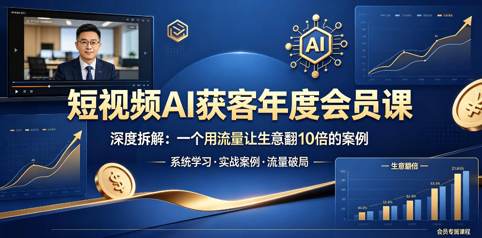 短视频AI获客年度会员课，深度拆解，一个用流量让生意翻10倍的案例-资源站