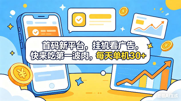 首码新平台,挂G自动看广告,快来吃第一波肉,每天单机30+,可矩阵放大【揭秘】-资源站