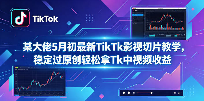 某大佬5月初最新TikTk影视切片教学，稳定过原创轻松拿Tk中视频收益-资源站