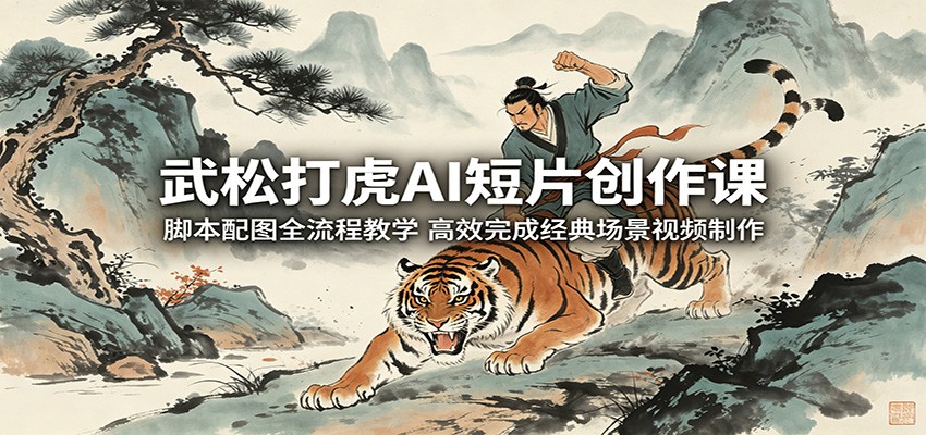 武松打虎AI短片创作课：脚本配图全流程教学，高效完成经典场景视频制作-资源站