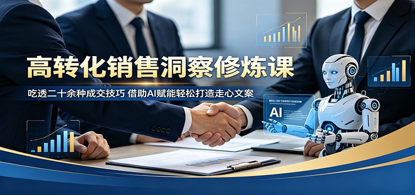 高转化销售洞察修炼课：吃透二十余种成交技巧，借助AI赋能轻松打造走心文案-资源站