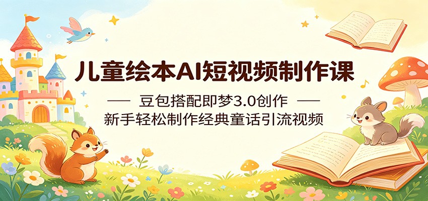 儿童绘本AI短视频制作课：豆包搭配即梦3.0创作，新手轻松制作经典童话引流视频-资源站