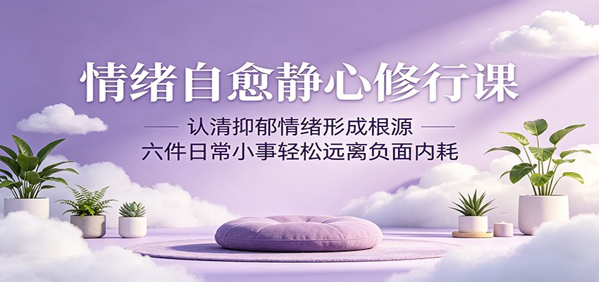 情绪自愈静心修行课：认清抑郁情绪形成根源，六件日常小事轻松远离负面内耗-资源站